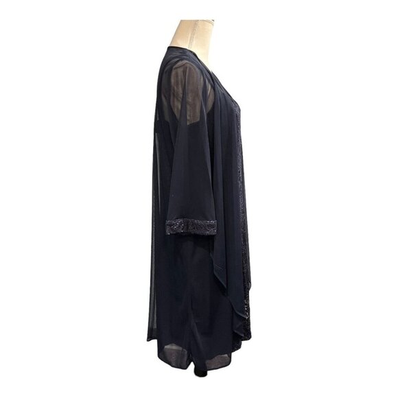 R&M Richards Womens 14 Sequin Midi Dress With Sheer Jacket Blue Halter Formal - Picture 6 of 16